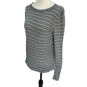 𝅺banana Republic Factory🖤Cotton Blend Striped Grey Crew Neck Sweater XS